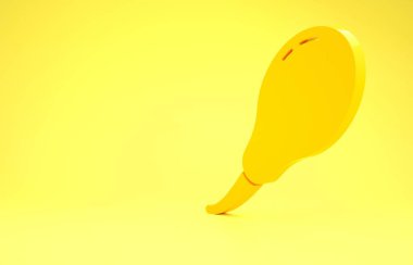 Sarı arka planda sarı tavuk budu ikonu izole edildi. Tavuk budu. Minimalizm kavramı. 3d illüstrasyon 3B canlandırma