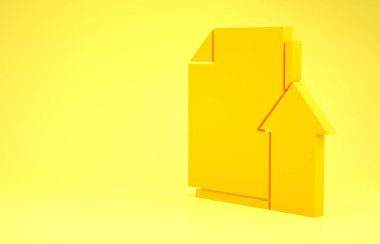 Sarı Gönderme dosya simgesi sarı arkaplanda izole edildi. Belge oku. Minimalizm kavramı. 3d illüstrasyon 3d canlandırma