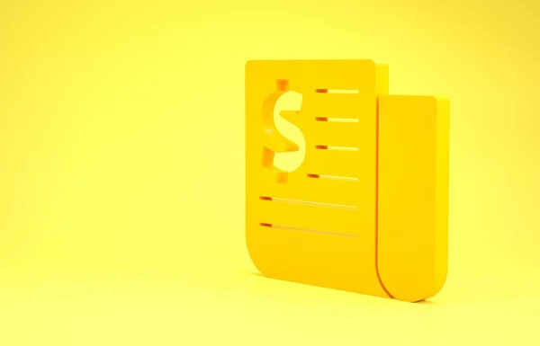 Sarı Finansal Haber ikonu sarı arka planda izole edildi. Minimalizm kavramı. 3d illüstrasyon 3d canlandırma — Stok fotoğraf