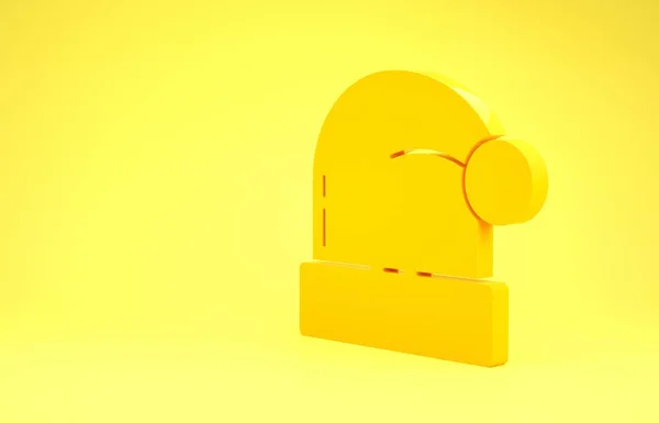 Chapeau de Noël jaune icône du Père Noël isolé sur fond jaune. Joyeux Noël et bonne année. Concept de minimalisme. Illustration 3D rendu 3D — Photo