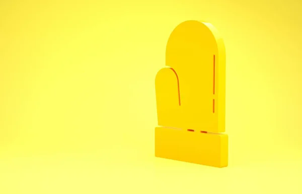 Ikon sarung tangan Natal kuning diisolasi pada latar belakang kuning. Konsep minimalisme. Tampilan 3D ilustrasi 3d — Stok Foto