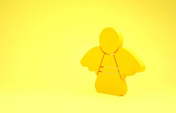 Żółty anioł Bożego Narodzenia ikona izolowane na żółtym tle. Koncepcja minimalizmu. Ilustracja 3d — Zdjęcie stockowe