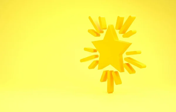 Icône étoile de Noël jaune isolée sur fond jaune. Joyeux Noël et bonne année. Concept de minimalisme. Illustration 3D rendu 3D — Photo