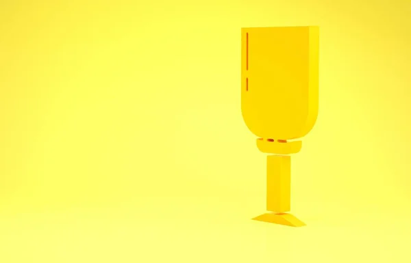 Ícone de vidro de vinho amarelo isolado no fundo amarelo. Ícone de vinho. Símbolo Goblet. Sinal de vidro. Conceito de minimalismo. 3D ilustração 3D render — Fotografia de Stock