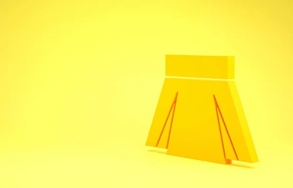 Gul kjol ikon isolerad på gul bakgrund. Minimalistiskt koncept. 3D-illustration 3D-återgivning — Stockfoto