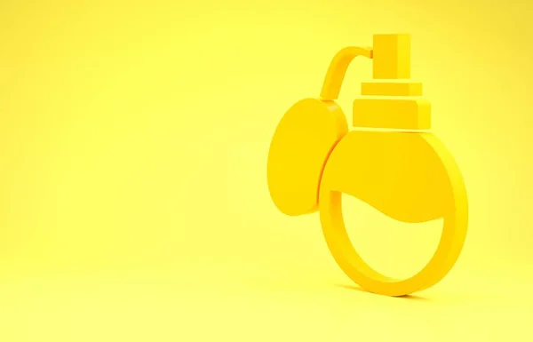 Yellow Perfume icon isolated on yellow background. Minimalism concept. 3d illustration 3D render — 스톡 사진