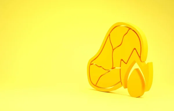 Carne de filete a la parrilla amarilla y fuego icono de la llama aislado sobre fondo amarillo. Concepto minimalista. 3D ilustración 3D render — Foto de Stock