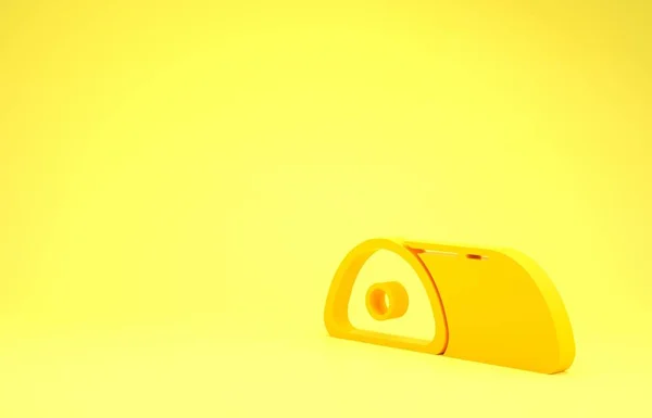 Sarı arka planda izole edilmiş sarı et simgesi. Minimalizm kavramı. 3d illüstrasyon 3d canlandırma — Stok fotoğraf