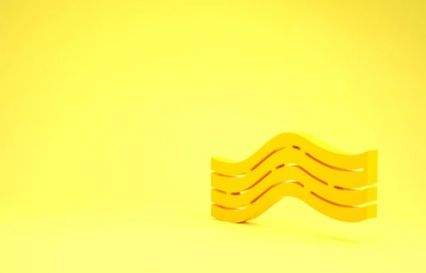 Ícone de listra de bacon amarelo isolado no fundo amarelo. Conceito de minimalismo. 3D ilustração 3D render — Fotografia de Stock