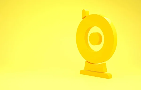 Yellow Web camera icon isolated on yellow background. Chat camera. Webcam icon. Minimalism concept. 3d illustration 3D render — Stock Photo, Image