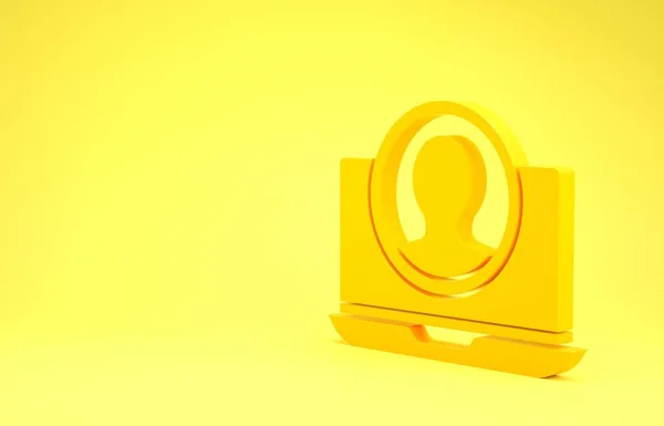 Yellow Create account screen icon isolated on yellow background. Minimalism concept. 3d illustration 3D render