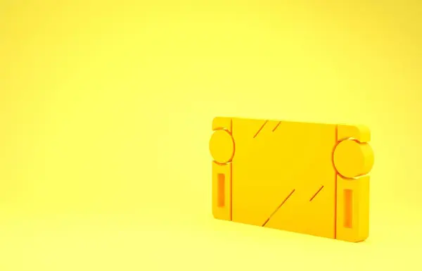 Ícone de console de videogame portátil amarelo isolado no fundo amarelo. Sinal do Gamepad. Conceito de jogo. Conceito de minimalismo. 3D ilustração 3D render — Fotografia de Stock