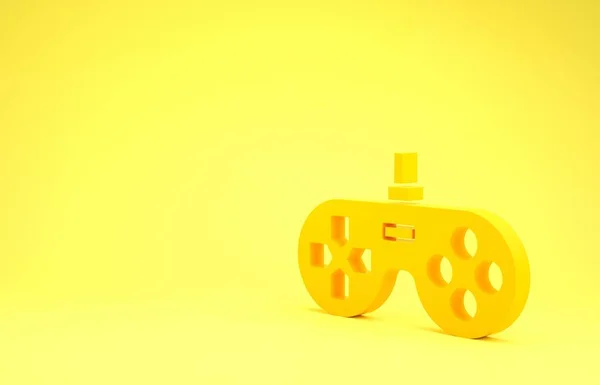 Yellow Gamepad icon isolated on yellow background. Game controller. Minimalism concept. 3d illustration 3D render — Stock Photo, Image