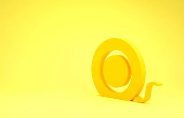 Κίτρινο οδοντικό νήμα εικονίδιο απομονώνονται σε κίτρινο φόντο. Μινιμαλιστική έννοια. 3D απεικόνιση 3d καθιστούν — Φωτογραφία Αρχείου