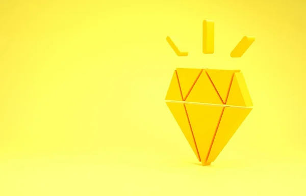 Yellow Diamond teeth icon isolated on yellow background. Minimalism concept. 3d illustration 3D render — 스톡 사진