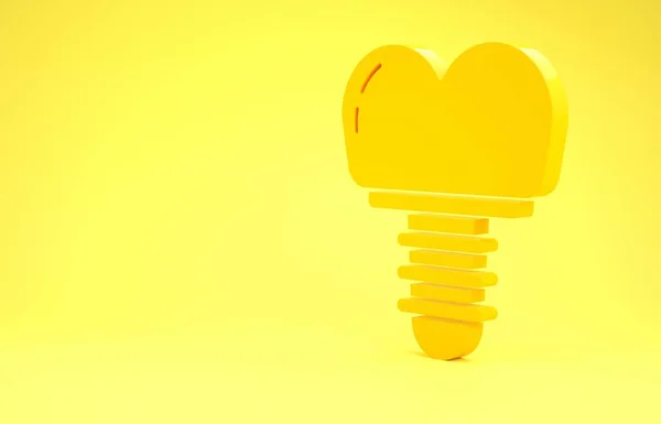 Gelbes Symbol für Zahnimplantate auf gelbem Hintergrund. Minimalismus-Konzept. 3D Illustration 3D Renderer — Stockfoto