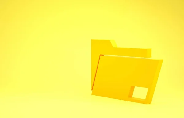 Icono de carpeta de documento amarillo aislado sobre fondo amarillo. Símbolo de encuadernación contable. Dirección de contabilidad. Concepto minimalista. 3D ilustración 3D render —  Fotos de Stock