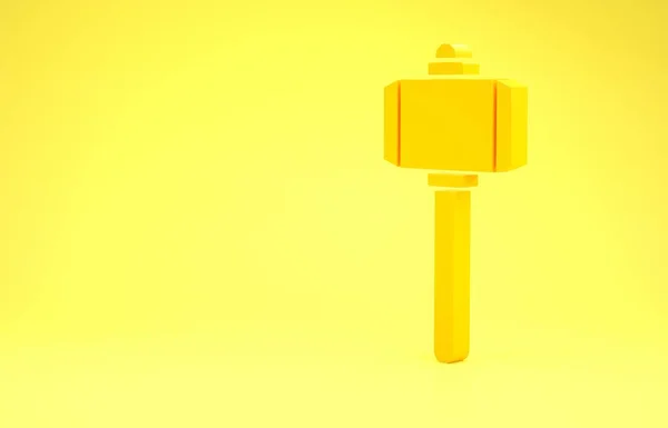 Yellow Battle hammer icon isolated on yellow background. Minimalism concept. 3d illustration 3D render — 스톡 사진