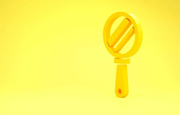 Yellow Hand mirror icon isolated on yellow background. Minimalism concept. 3d illustration 3D render — Stock Photo, Image