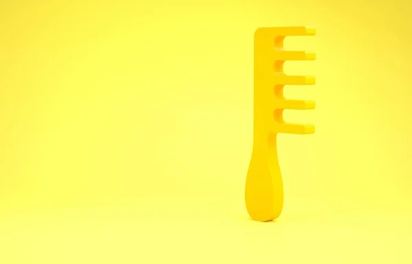 Icono de cepillo amarillo aislado sobre fondo amarillo. Señal de peine. Símbolo de barbero. Concepto minimalista. 3D ilustración 3D render —  Fotos de Stock