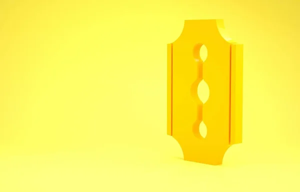 Icono de navaja hoja amarilla aislado sobre fondo amarillo. Concepto minimalista. 3D ilustración 3D render — Foto de Stock