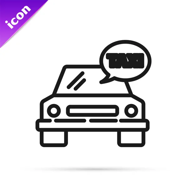 Icono Taxi Línea Negra Aislado Sobre Fondo Blanco Ilustración Vectorial — Vector de stock