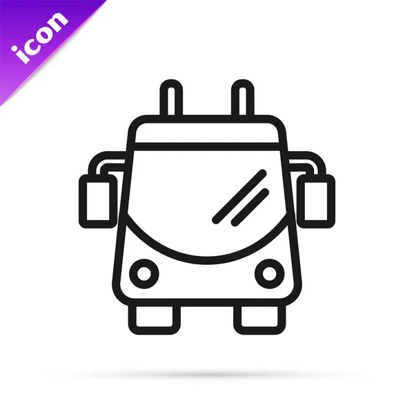 Black Line Trolleybus Icon Isolated White Background Public Transportation Symbol — Stock Vector