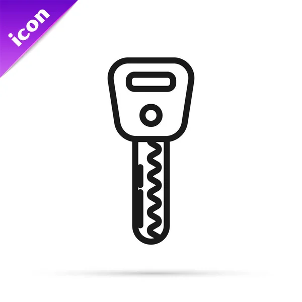 Black Line Car Key Icon Isolated White Background Vector Illustration — 스톡 벡터