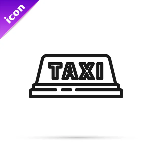 Black Line Taxi Car Roof Icon Isolated White Background Vector — Stock Vector