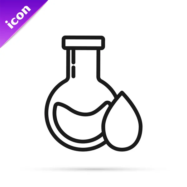 Black Line Oil Petrol Test Tube Icon Isolated White Background — 스톡 벡터