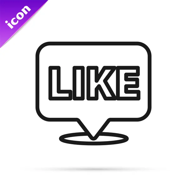 Black Line Speech Bubble Icon Isolated White Background Counter Notification — 스톡 벡터