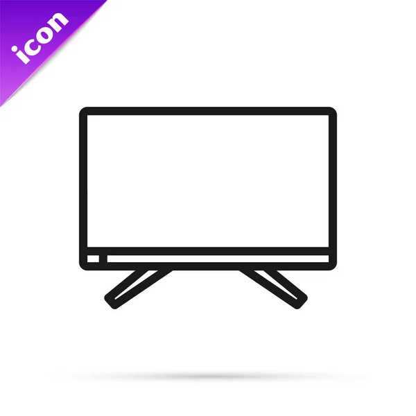 Black Line Smart Icon Isolated White Background Television Sign Vector — Stock Vector