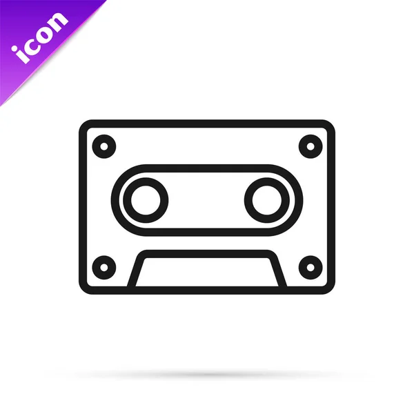 Black Line Retro Audiokassetten Symbol Isoliert Auf Weißem Hintergrund Vektorillustration — Stockvektor