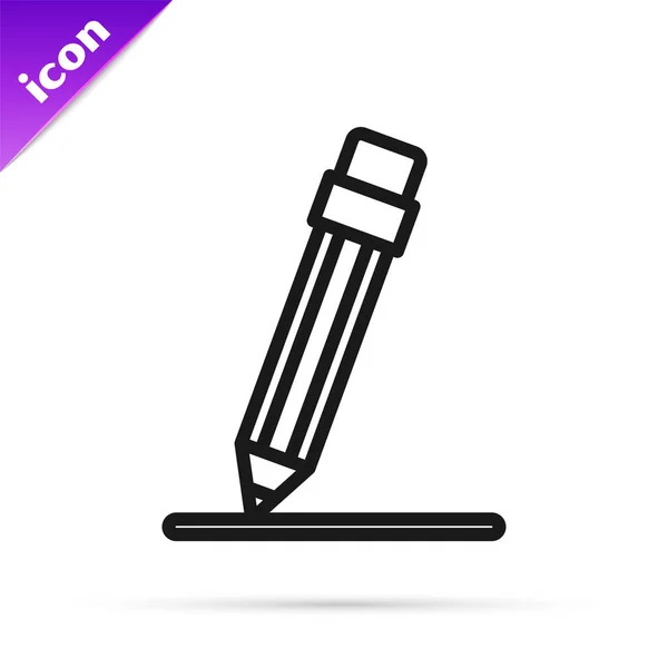 Black Line Pencil Eraser Line Icon Isolated White Background Education — 스톡 벡터