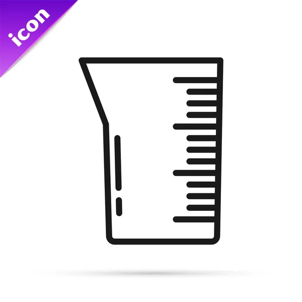 Black Line Laboratory Glassware Beaker Icon Isolated White Background Vector — Stock Vector