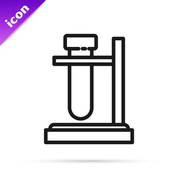 Black Line Glass Test Tube Flask Stand Icon Isolated White — 스톡 벡터