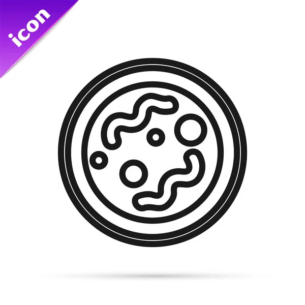 Black Line Bacteria Icon Isolated White Background Bacteria Germs Microorganism — ストックベクタ