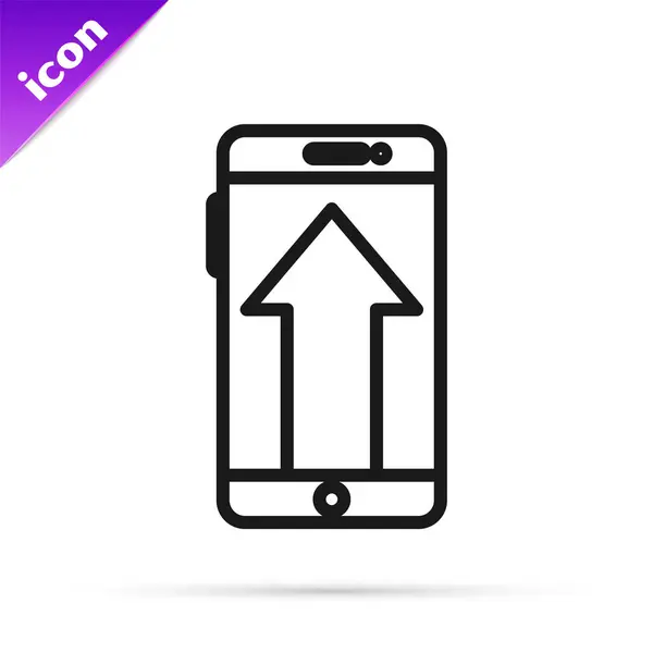 Linha Preta Smartphone Ícone Telefone Celular Isolado Fundo Branco Ilustração — Vetor de Stock