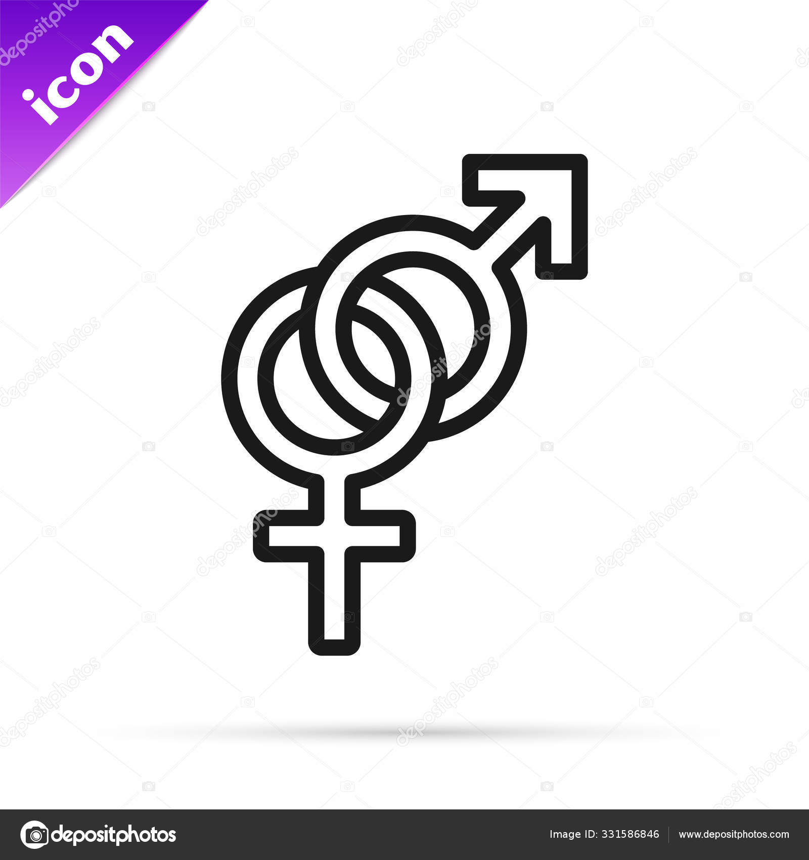 黑色线性别图标隔离在白色背景上男人和女人的象征性符号矢量插图 图库矢量图像 C Vectoroksana