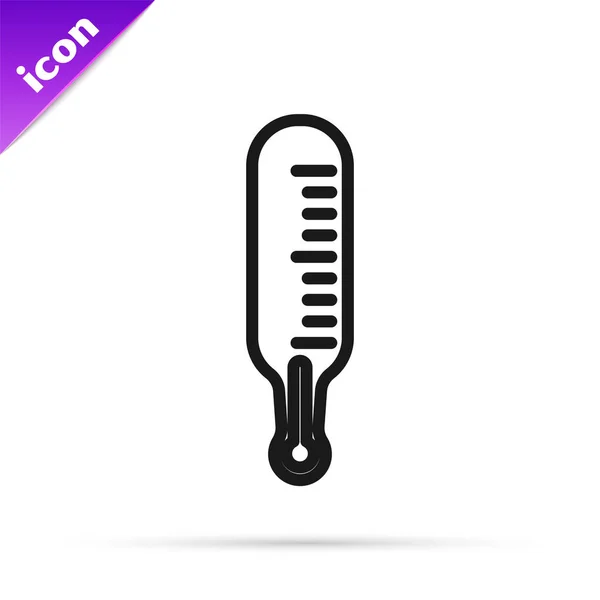 Termometro Meteorologia Linea Nera Icona Misurazione Isolato Sfondo Bianco Apparecchiatura — Vettoriale Stock