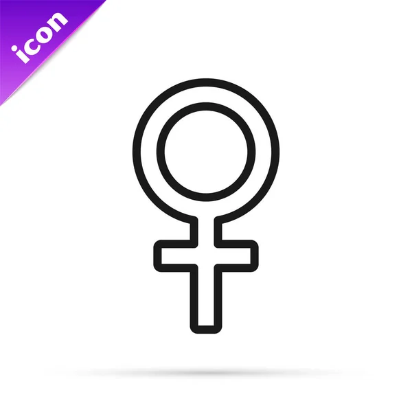黒い線 女性の性別記号アイコンは 白い背景に分離されています 金星のシンボル 女性の生物または女性のシンボル ベクトルイラストレーション — ストックベクタ