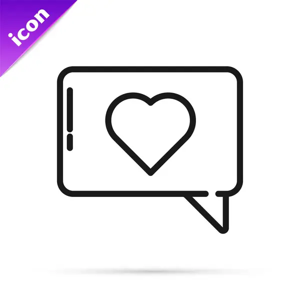 Black Line Heart Icon Isolated White Background Counter Notification Icon — Stock Vector