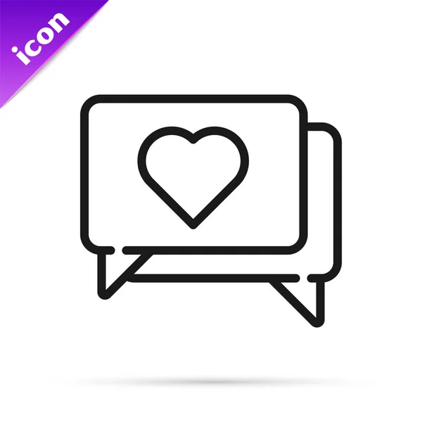 Black Line Heart Icon Isolated White Background Counter Notification Icon — Stock Vector