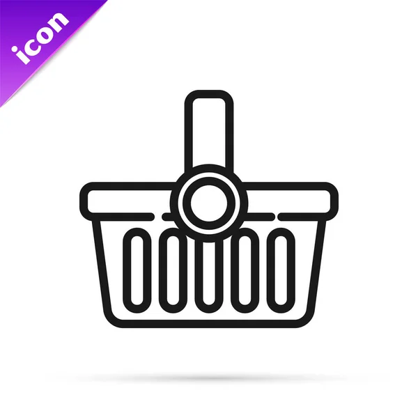 Black Line Shopping Basket Icon Isolated White Background Online Buying — Stock Vector