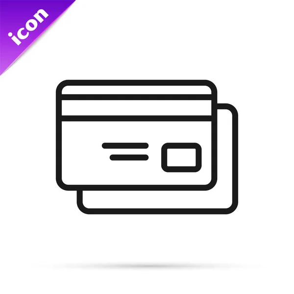 Black Line Credit Card Icon Isolated White Background Online Payment — Stock Vector