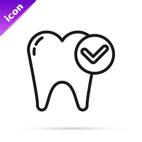 Black Line Tooth Whitening Concept Icon Isolated White Background Tooth — 스톡 벡터