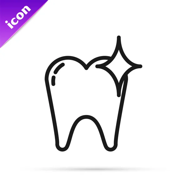 Black Line Tooth Whitening Concept Icon Isolated White Background Tooth — 스톡 벡터