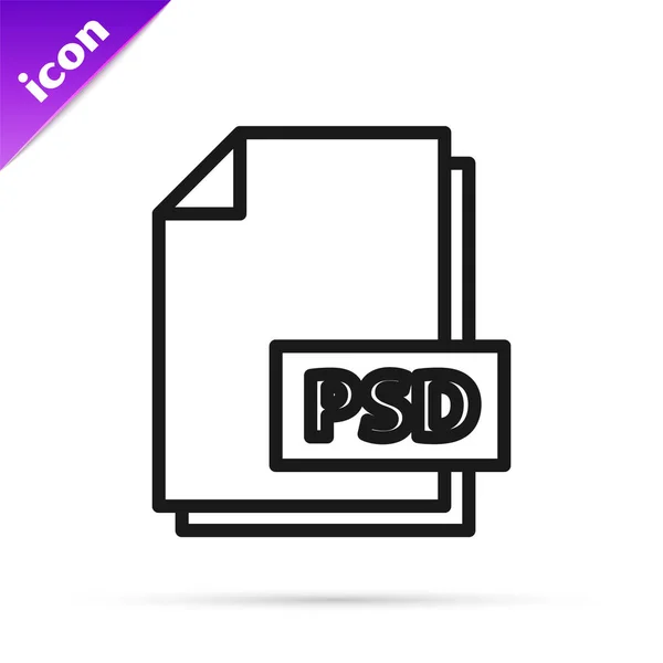Black Line Psd File Document Ікона Psd Завантаження Ізольована Білому — стоковий вектор