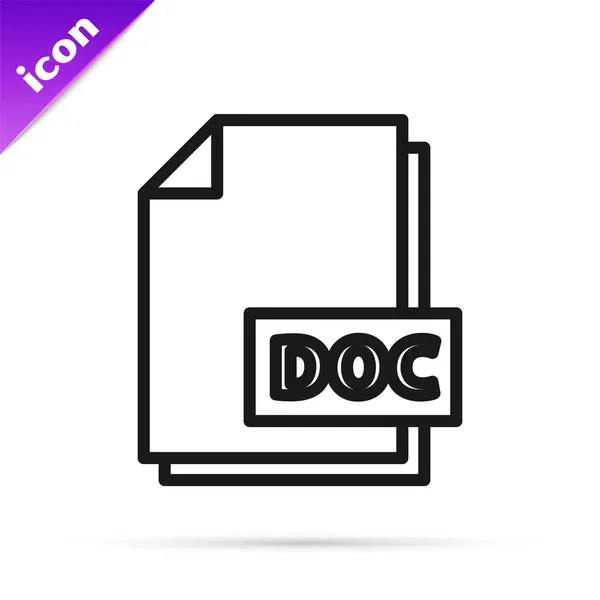 Schwarze Linie Doc Datei Dokument Doc Button Symbol Auf Weißem — Stockvektor