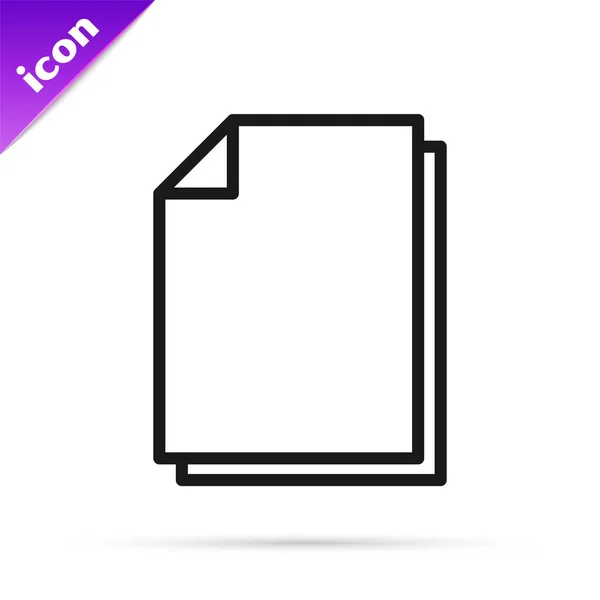 Black Line Document Icon Isolated White Background File Icon Checklist — Stock Vector